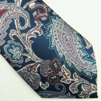 Corbata de Colección Wembley Starshine Cuello Paisley Azul Rojo 56"x3.75" Años 80 70 Retro   Foto 1 de 4