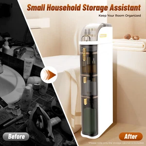 4-Tiers Free Standing Toilet Paper Holder and Storage Storage Cabinet w/ Drawers - Picture 1 of 18