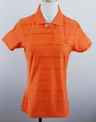 Polo de golf ANTIGUA, para mujer talla S, naranja, rayas, manga corta, elástico, NUEVO Foto 1 de 4