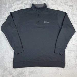 Columbia 1/4 Zip Pullover Mens L Black Casual Sweatshirt Long Sleeve Minimal - Picture 1 of 18