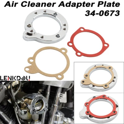 Placa adaptadora filtro aire filtro Harley CV S&S Super E G carburador cromado  Foto 1 de 4