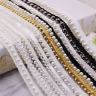 1 Yards White/Black Pearl Beaded Lace Trim Tape Lace Ribbon African Lace Fabric