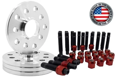 Separadores de rueda y conversión de pernos BMW 12 MM 4 piezas con tuercas de carreras ROJAS HECHAS EN EE. UU. Foto 1 de 4