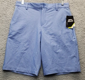 Slazenger Golf Shorts Womens Large Blue Chambray Polyester Mid Rise Flat Front - Picture 1 of 8