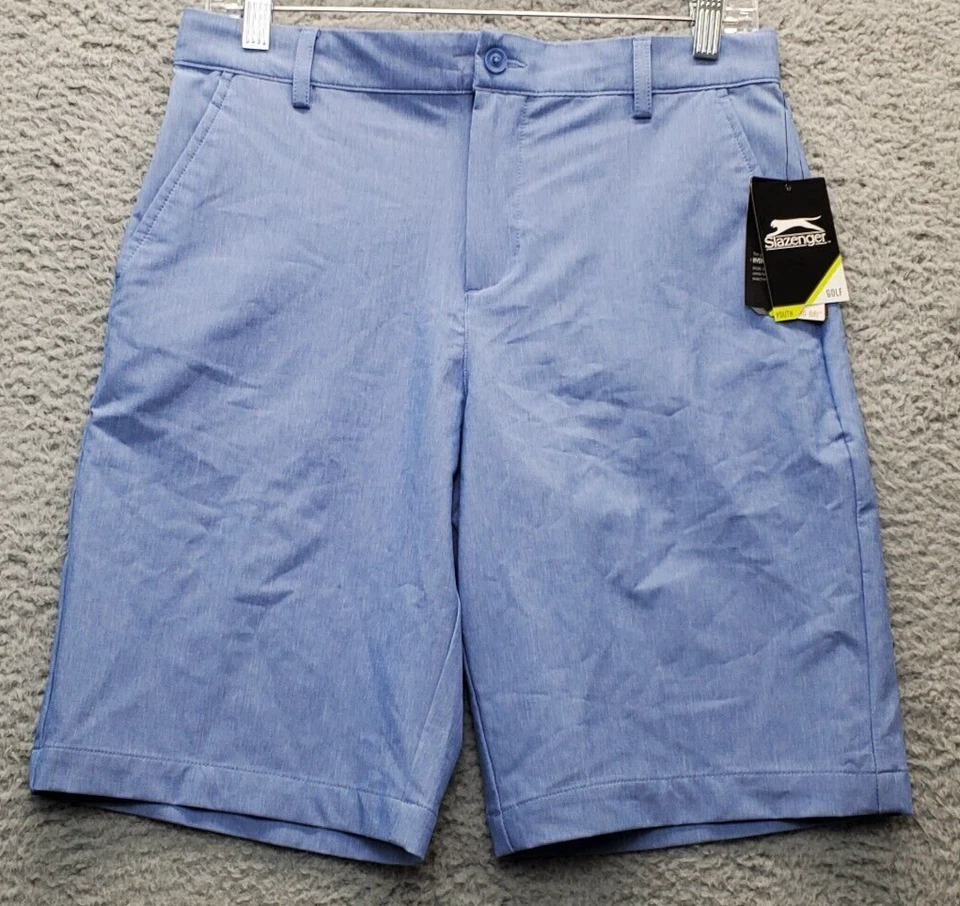 Pantalones cortos Slazenger Golf Performance para mujer grandes azules cambray tiro medio frente plano Foto 1 de 4