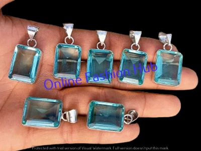 Lote de colgantes de cristal de topacio escudero facetados en plata 925 joyas de piedras preciosas Foto 1 de 4