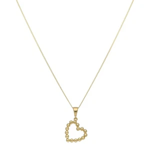 New 9ct Yellow Gold Beaded Heart Pendant & 18" Necklace 455mm(18") 9ct gold F... - Picture 1 of 2