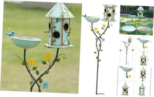 56" H Bird Baths and Bird Houses with Pole,Metal Bird Bath Bowl,birdhouses for - Picture 1 of 7