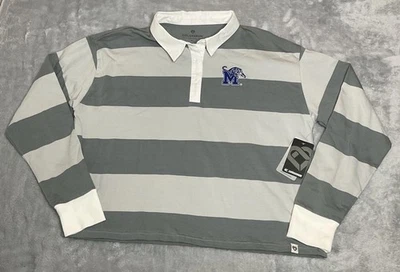 University of Memphis Mujer XL Cuello Blanco Gris Manga Larga Recortado Nuevo con Etiquetas Foto 1 de 4