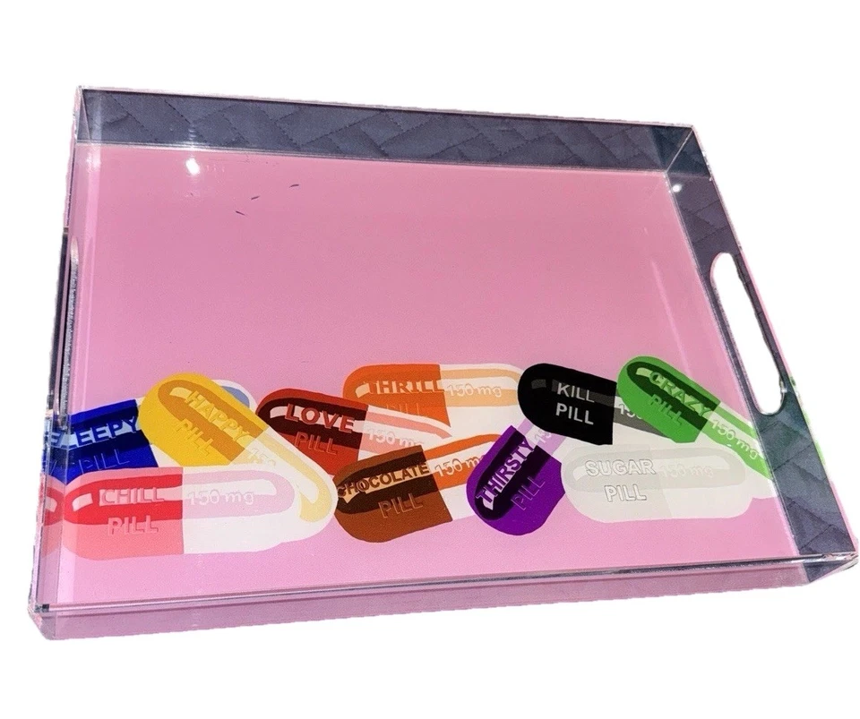 Acrylic  MCM Pop Art Serving Tray Modern Art Deco Bar Vanity Food Serving Party - Image 1 of 4