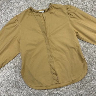 Blusa Top Vince Popelina Mujer Talla Mediana Marrón Algodón FALTA BOTÓN* Foto 1 de 4