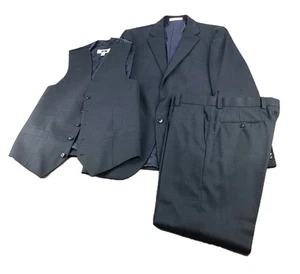 Joseph Abboud Men's Charcoal Gray Marzotto Wool 3 PC Suit 38L Pant 34"Wx32"L USA - Picture 1 of 24