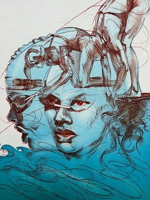 Hans Borchert Signierte Orig. Radierung - Schwimmen - Franziska van Almsick - Bild 1 von 4