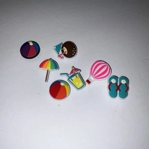 Clog Shoe Charms Beach Items Very Bright Colors Set of 7 BRAND NEW - Picture 1 of 15