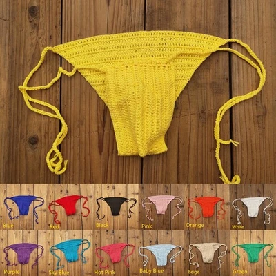 Calzoncillos de ganchillo a mano para hombre ropa interior de tiro bajo para nadar y tomar el sol Foto 1 de 4
