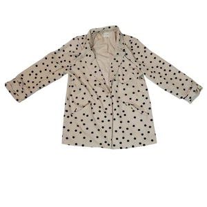 Ellison Size S Polka Dot Print Blazer Open Front Ruched Sleeves Pockets - Picture 1 of 7