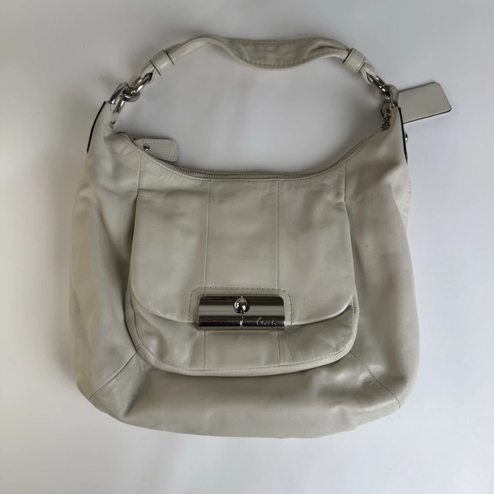 Bandolera Coach Kristin 16808 Bolso de Mano de Cuero Marfil Vintage Y2K Bolso Cartera de Cuero Foto 1 de 4