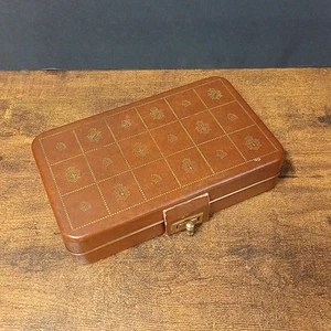 DE COLECCIÓN ESCUDOS HOMBRE MARRÓN CUERO ESTUCHE JOYERO CAJA SOPORTE - Imagen 1 de 7