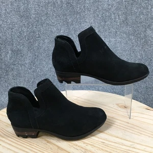 Sorel Boots Women 7.5 Lolla Cut Out Bootie Black Pull On Casual Block NL3379-010 - Picture 1 of 19