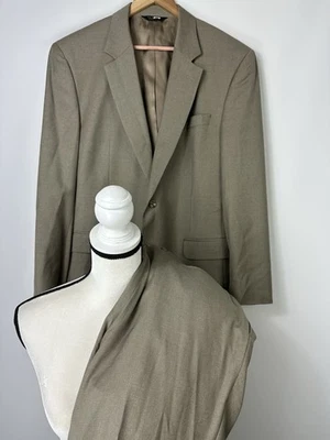 Jos A Bank 44L 34x30.5 Brown Tan Wool Mens Jacket Pants Two Piece Suit Classic - Image 1 of 4