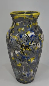 Artisan Raku Vase Multi Glaze & Color, Signed, OOAK, Vintage, 11" - Picture 1 of 10