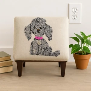Vntg. Tapestry Poodle Dog Stool Cottage core, Grandma Core - Picture 1 of 12