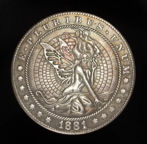Moneda hobo dólar Morgan 1881-CC bonita chica sexy/ángel.   SEXY... #117 - Imagen 1 de 4