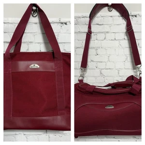 Samsonite 17” Travel Duffle Bag & Matching Tote Dark Red Unused Carry On Gym Bag - Picture 1 of 13