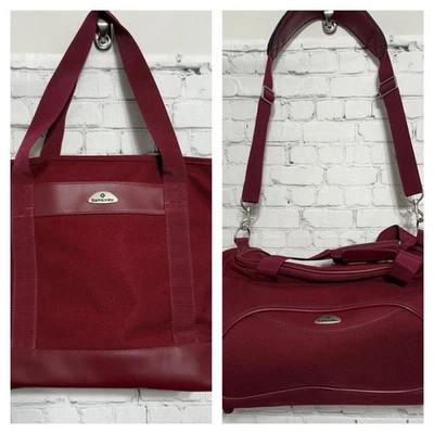 Samsonite 17” Travel Duffle Bag & Matching Tote Dark Red Unused Carry On Gym Bag - Image 1 of 4