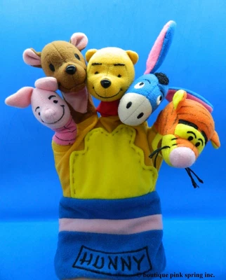 DISNEY WINNIE THE POOH HAND PUPPET PIGLET EEYORE TIGGER KANGA HUNNY PLUSH TOY - Image 1 of 3