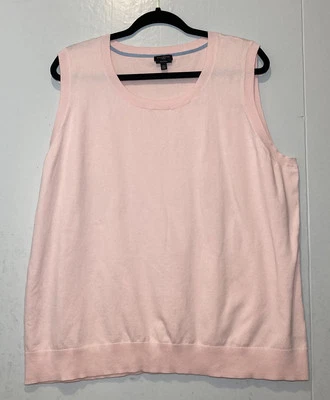 Suéter de algodón Talbots Pima camiseta sin mangas tejida talla grande 3X pastel pétalo rosa costero Foto 1 de 4
