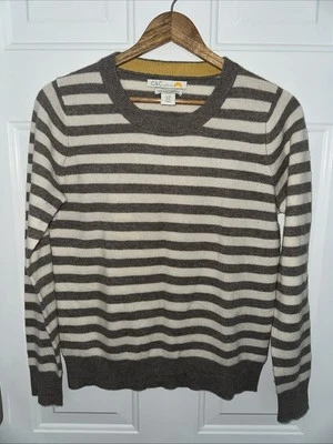 C&C California Cashmere Sweater Women’s Medium Ivory Grey Stripe - Image 1 of 4