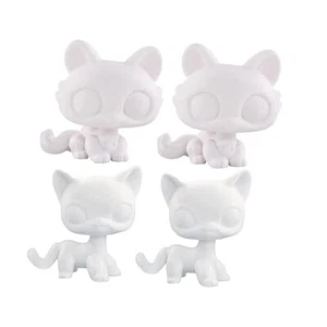 Custom DIY White Base Molds lps Shorthair Cat Crouching Cat 4pcs Pets Girl Play - Picture 1 of 2