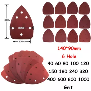 140*90mm 6 orificios discos de lijado triángulo rojo gancho y bucle papel de lija 40# - 1000# - Imagen 1 de 22