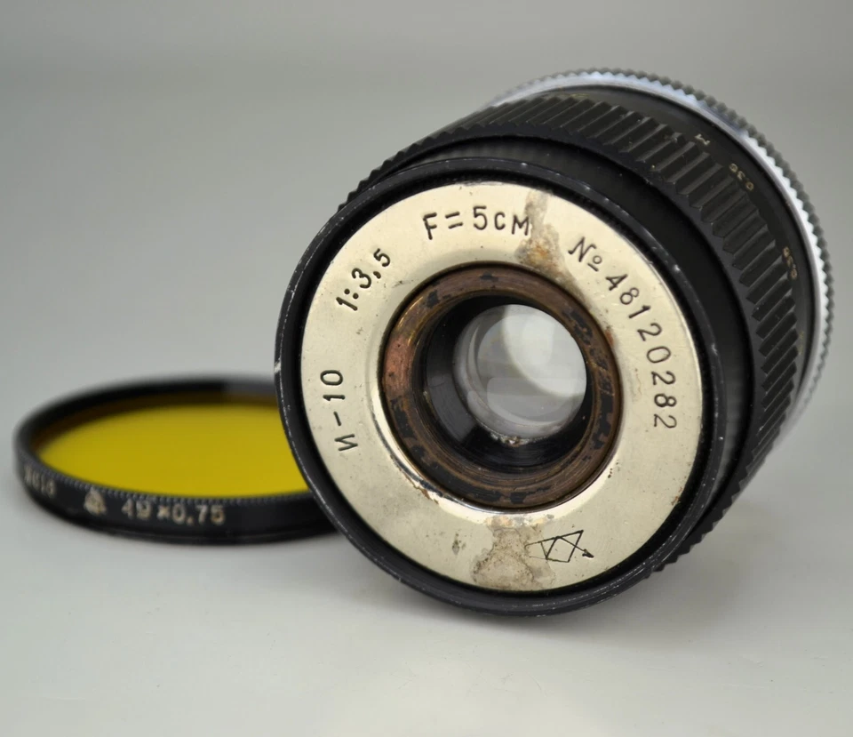 1948 M42 URSS INDUSTAR-10 LENTE AÉREA f3.5/50mm, DE AVIÃO FOTOGUN + FOCO - Imagem 1 de 4