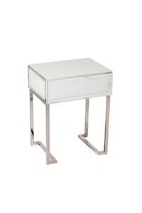 Windermere weiß Glas verspiegelt Beistelltisch mit Stauraum Lampe Tisch Nachttisch - Bild 1 von 8