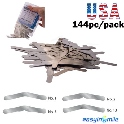EASYINSMILE 144pc Dental tofflemire Matrix Bands universal stainless steel bands#1-#4 0.015