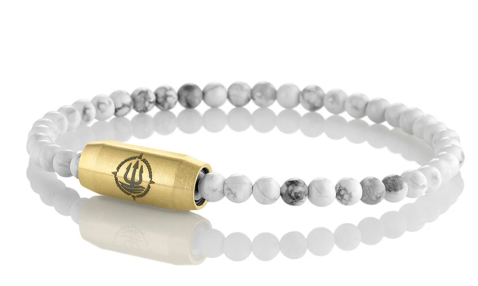 Seemannsgarn _ Maritimes Stein-Armband "Madagaskar" Howlith weiß 4mm - Bild 1 von 1