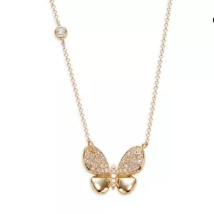 $1,945 New EFFY14K Yellow Gold & 0.22 TCW Diamond Butterfly Pendant Necklace - Foto 1 di 15