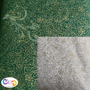 John Louden Christmas Metallic Scroll Design Printed 100% Cotton Fabric Craft 45 - Picture 1 of 8