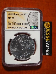 2021 $1 D SILVER MORGAN DOLLAR NGC MS69 100TH ANNIVERSARY LABEL DENVER - Picture 1 of 2