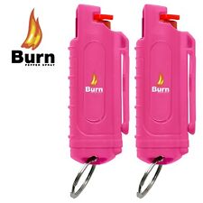 2 Pack BURN Pepper Spray 1/2oz - Self Defense Keychain Safety Lock Molded Pink