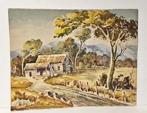 Joseph Hirsch Aquarell 70er Jahre orig 28" x 22" signiertes Kunstwerk "Südlicher Bauernhof" - Bild 1 von 5