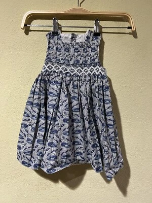 Vestido cuello y cuello niño pequeño bebé niña mano calado 18-24 meses botones forrado Foto 1 de 4