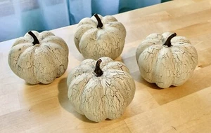 ¡JUEGO DE 4 CALABAZAS DE ESPUMA DE POLIESTIRENO CREPITANTES BLANCAS! ¡RELLENOS DE TAZONES! OTOÑO ACCIÓN DE GRACIAS! - Imagen 1 de 6