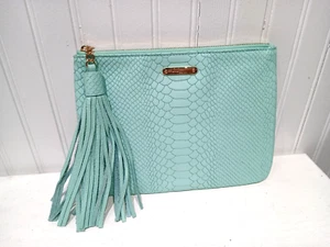 GiGi New York All-in-One Leder Clutch NEU 9x7" Python geprägt Agean Liste 125 $ - Bild 1 von 6