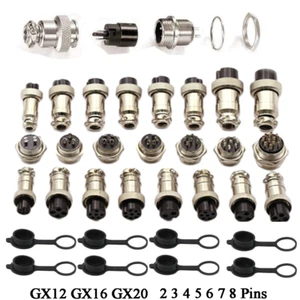 GX12 16 20 Aviation Plug 2 3 4 5 6 7 8P Metal Male /Female Panel Cable Connector - Picture 1 of 13