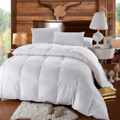 White Duck Down Comforter 500 Thread Count Baffle Box Extra Warm Duvet Insert  - Image 1 of 4