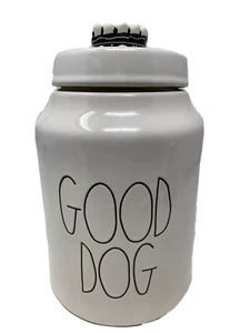 Rae Dunn Dog Treats Dimpled Canister GOOD DOG Cookie Jar With Crown LL New - Picture 1 of 12