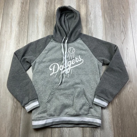 Los Angeles Dodgers Sweater Mens Medium Gray White Hoodie Slim SGA Giveaway Cover
